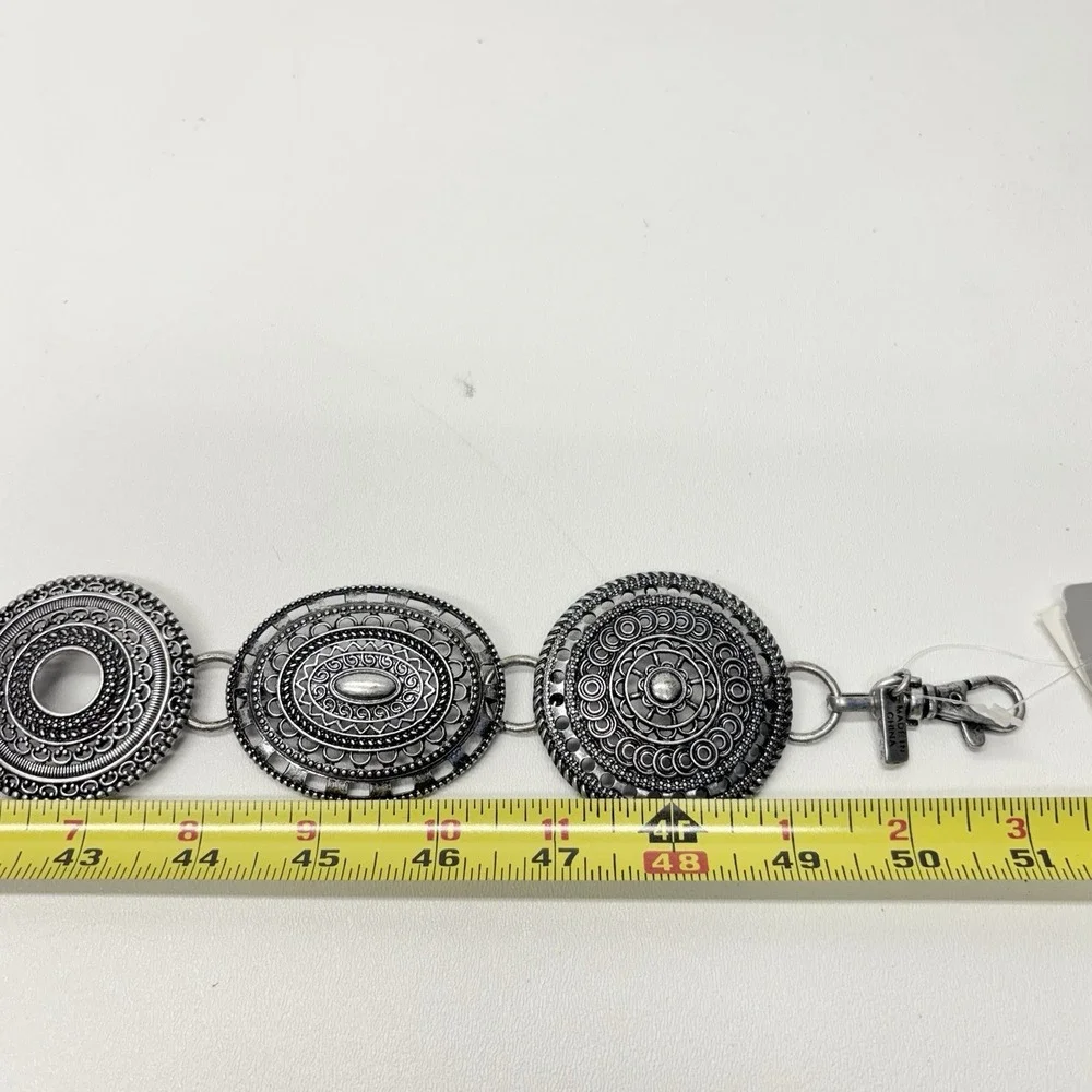 Chico's Moroccan Circles Belt Waist Chain Silver Boho Rave Western Size M/L